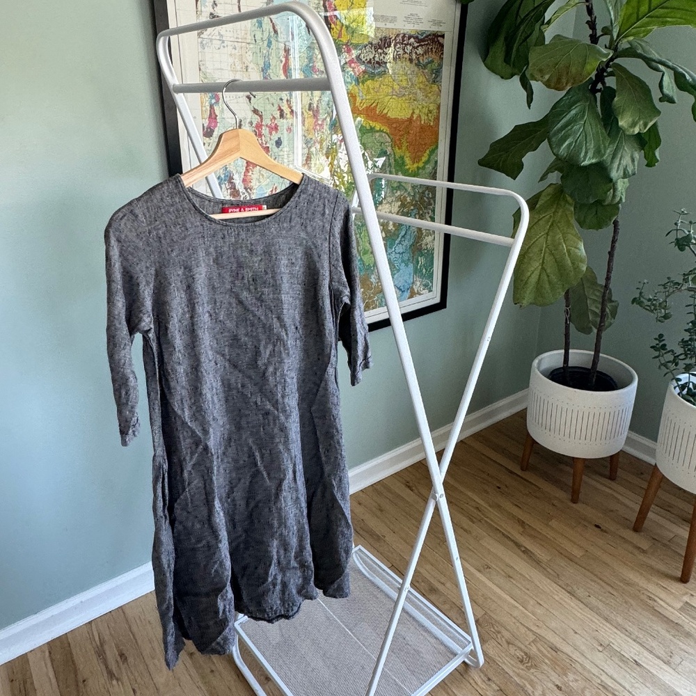 Pyne & Smith No 29 swingy a-line grey linen dress